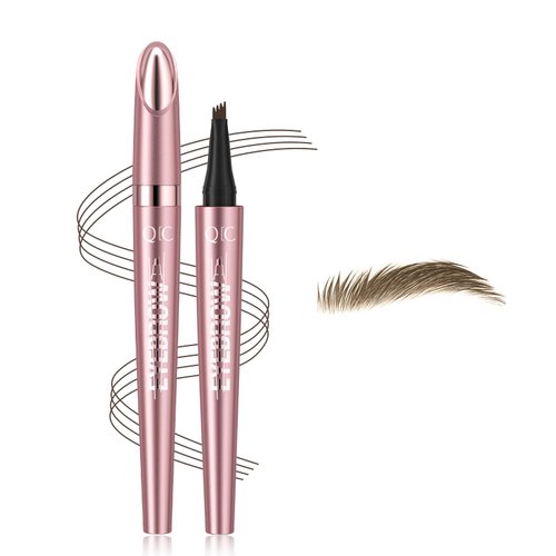 Microblading Eyebrow Pen,3D Waterproof Eyebrow Pencil with 4 Fork Tip,Natural Long-Lasting Smudge-proof Fine Stroke Eyebrow Pencil for Women (Brown)