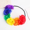 SeBneny Rainbow Rose Floral Crown Headband for Women, Gay Pride Day Boho Outfits Party Supplies Headwear 1PCS