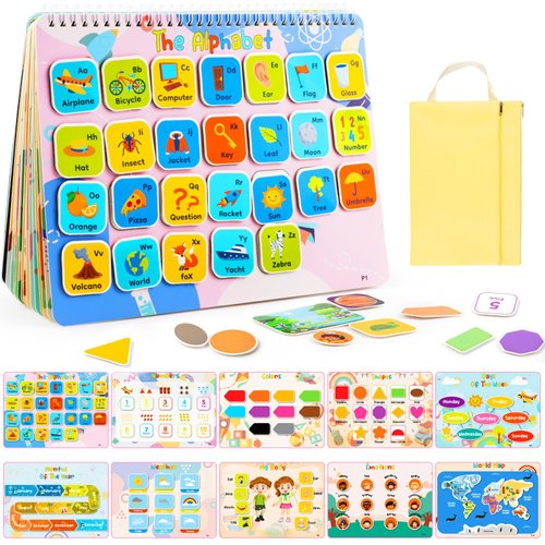 Foayex Montessori Kids Books Ages 3-5 Preschool Learning Toddler Activities - Educational Toys Autism Learning Materials - Travel Sensory Toys for 3 4 5 Year Old Girls - Children Birthday Gifts
