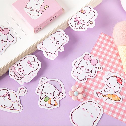 Small Rabbit Stickers, Obujopal 45Pcs Cute Animal Stickers for Scrapbooking Journaling Planners Laptop Diary Planner Collage Envelope Phone Case DIY Art Crafts Decoration
