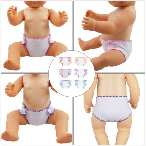 Toyvian 6pcs Doll Diapers Baby Doll Diaper Bag Baby Doll Accessories Doll Underwear Reusable DIY Diaper
