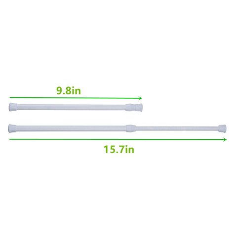 Cupboard Bars Tension Rods, 6 Pack Spring Tensions Rods 9.8 to 15.7 Inches Steel Adjustable Tension Curtain Rod Shower Rod Closet Rod Window Rods (White)