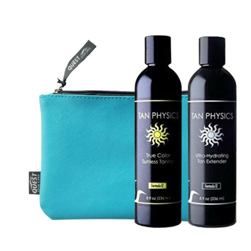 Tan Physics Combo Pack- 1 True Color Sunless Tanner and 1 Ultra-Hydrating Extender with Free Makeup Bag