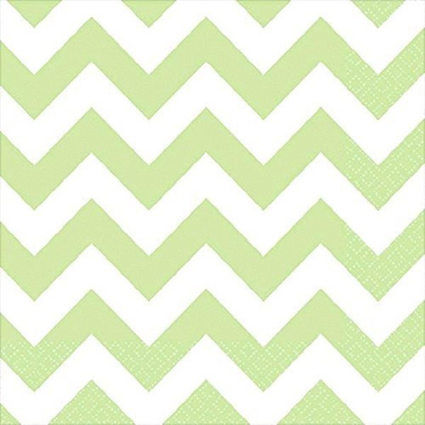 Disposable Chevron Print Beverage Napkins Tableware, 16 Pieces, Made from Paper, Leaf Green, by Amscan