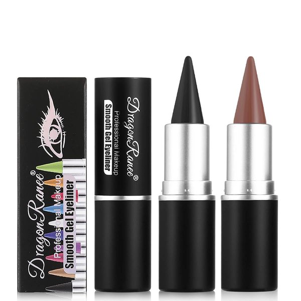 Skynest 2Pcs Black Dark Brown Gel Eyeliner Pencil Set,Natural Cream Eye Liner Waterproof Smudge Proof,Cat Eye Black Smokey Eyeshadow Palette Stick Crayon,Goth Halloween Makeup