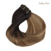 Clip in Hair Extensions, 22 inch Dark Brown to Chestnut Brown and Dirty Blonde Highlighted Hair Extensions Clip in Human Hair Lashey Hair Extensions Real Human Hair 120g 7pcs