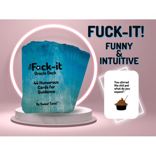Swear Tarot Fuck-it Oracle Deck - Tarot Inspired Oracle Cards for Funny Psychic Readings! - 45 Premium Cardstock Cards, Custom Tuck Box - Made in USA