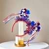 Doneace Patriotic Pom Pom Headband, 4th of July Independence Day Parade Party Headbands, Blue Red White American Flag Star Design Ribbon Hair Band, Fluffy Ball Hair Band for Women Girls Kids