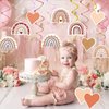 48Pcs Boho Rainbow Party Decorations, Hanging Swirl Rainbow Party Decorations, Boho Baby Shower Decorations for Classroom Home Wedding Office, Hanging Swirls Ceiling Streamers for Party Supplies
