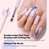 RARJSM Nail Art Brushes Set 6 Pcs Nail Art Design Pen Painting Tools with Pen Holder Double Ended Dotting French Tip Thin Liner Detail Brush Builder Nail Gel Brush Salon Home Diy Manicure Accessories
