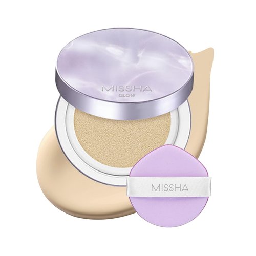 MISSHA Serum Cushion Glow Layering Fit Cushion Foundation No.23 Sand Natural Beige for Neutral Skin Tone, Korean Foundation Makeup, Rich-Texture, Full-Coverage, 24-Hr Hydrating, Triple Glow System