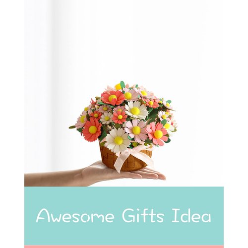 DIY Felt Flower Art Craft Kit, DIY Felt Daisy Bouquet Kit,Floral Gifts,Beginner Craft Kit,Arrange Pre-Cut Felt Flowers and Foliage