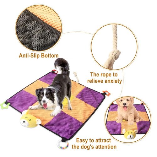 IFOYO Puppy Toy Mat, Puppy Chew Toys with Teething Ropes, Durable Dog Sleeping Pad, Interactive Toy for Small Medium Dogs Cats, All-in-One