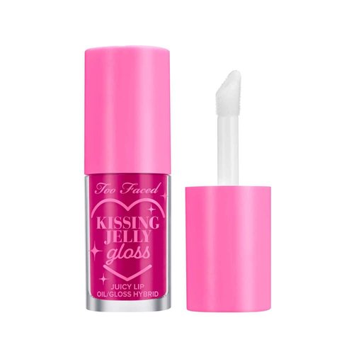 Too Faced Kissing Jelly Lip Oil Gloss |Sunflower & Jojoba Oils, 0.15 Fl Oz, Raspberry