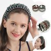 SOLUSTRE Rhinestone Hairband Baroque Beaded Headbands Crystal Hairband Hair Hoop Wide Headpiece for Women Girls, Green