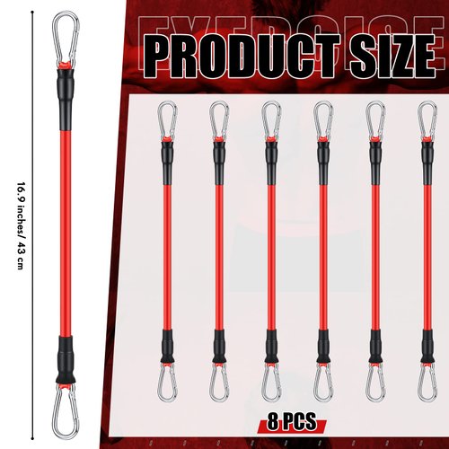 Liliful 8 pcs Resistance Bands for Working Out Additional Exercise Bands for Replacement Workout Equipment Elastic Stretch Legs Ankle Straps for Men Women Strength Training Fitness Gym Home, Red