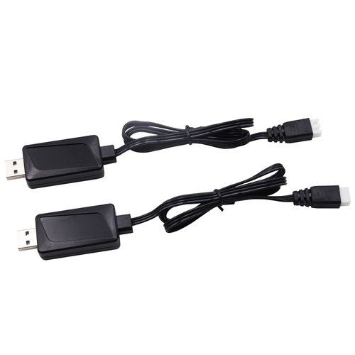 Blomiky 2 Pack 7.4V 1.6A Fast 2S Li-Po Li-ion battery charger Cable with XH-3P Connector for RC Boat Truck Drone Cars Vehicle SCX24 7.4V 2S Lipo Li-ion Battery 7.4V 1.6A USB 2