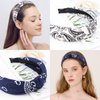 TOBATOBA 8 Pack Vintage Boho Paisley Bandanas for Women - Wide Knotted Turban Headbands with Elastic Top Knot, No Slip (4set black red blue white)