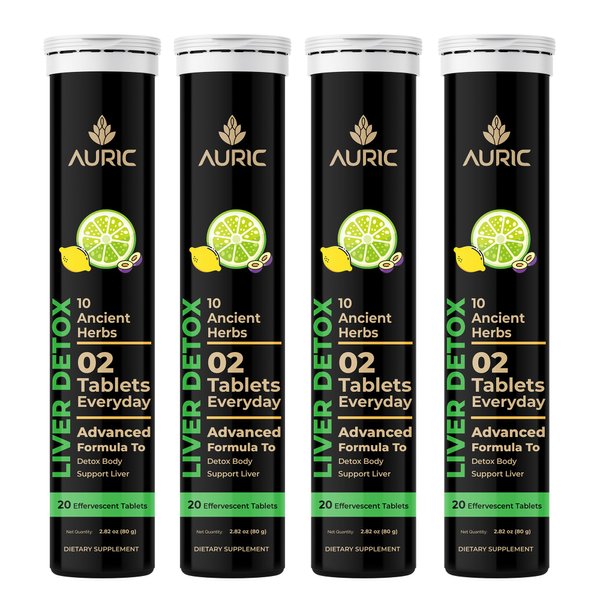 Auric Herbal Liver Support Supplement | Milk Thistle (Silymarin), Turmeric, Garlic, Ginger for Liver Health | Advanced Detox & Cleansing Formula for active Liver | 80 Tablets | Plant Based Gluten-Free