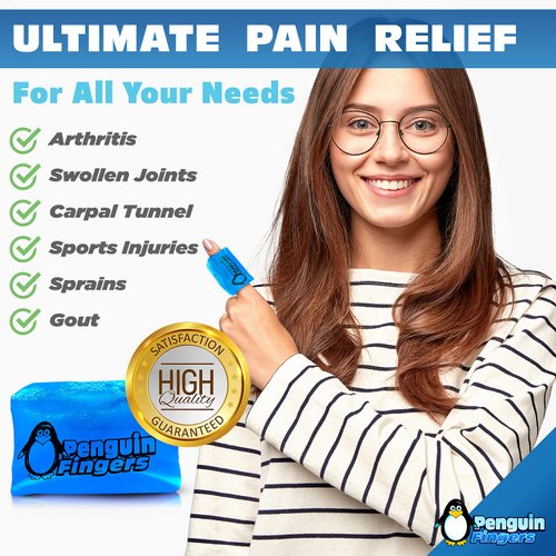Penguin Fingers Finger and Toe Cold Gel Ice Pack, Reusable Compression Sleeve for Injuries, Arthritis, Tendonitis, Gout, or Sprains, No-Toxins and Latex Free.