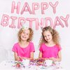 Happy Birthday Balloons Banner Pink,16Inch Mylar Light Pink Foil Letter Balloons,Pastel Pink Happy Birthday Sign Banner Bunting for Girls Boys Women Men Birthday Party Decorations