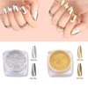 Metallic Chrome Powder Hisight 2 pcs Nail Art Mirror Glitter Chrome Pigment Powder Dust Nail Sequins Gold Silver Color Nail Art Tools with Sponge Stick ×2 (Silver Gold)