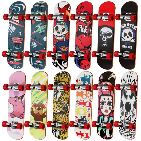 HOMETALL Finger Skateboards for Kids Set of 12, Mini Skateboard Fingerboards 12 Pieces Finger Toys Pack, Gifts for Kids Children Finger Skater