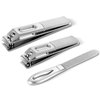 HAWATOUR Nail Clippers Set, Zinc Alloy 420J2 Stainless Steel Ultra Sharp Curved Blade Fingernail and Toenail Clipper with Visibly Tin Case, Cut-Out Design, Silver