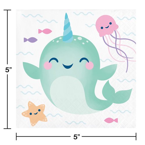 Creative Converting Narwhal Party Beverage Napkins, 16 ct