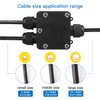 Waterproof Junction Box 3 Way, IP68 External Waterproof Electrical Junction Box Black Waterproof Junction Box Outdoor Cable Connector, for Diameter 5mm -15mm Wire Gland External (1 Pack - Small)