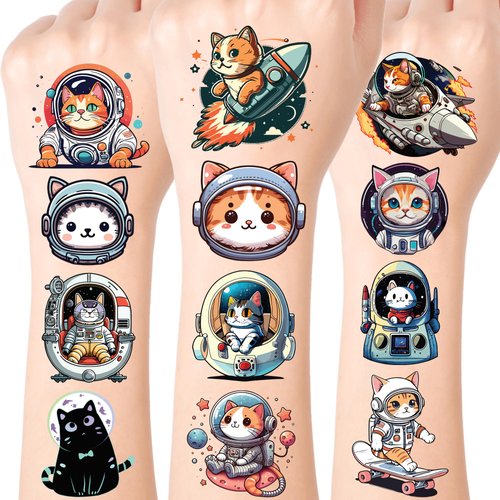 80 PCS Cats Temporary Tattoos for Party Supplies, Temporary Tattoo Stickers for Birthday Parties, Cat Party Favor Activities, Waterproof Temporary Tattoos.