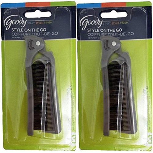 Goody 08524 Style On The Go Compact Brush and Comb Combo (Pack of 2); Maintain Your Look On the Go; Perfect Size for Purse, Pocket or Tote Bag; Measures Approx. 8.25" When Unfolded & 4.5" When Folded