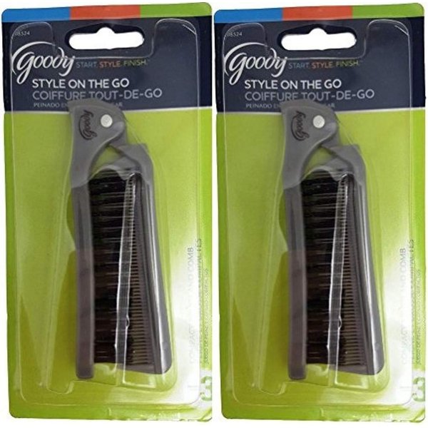 Goody 08524 Style On The Go Compact Brush and Comb Combo (Pack of 2); Maintain Your Look On the Go; Perfect Size for Purse, Pocket or Tote Bag; Measures Approx. 8.25" When Unfolded & 4.5" When Folded