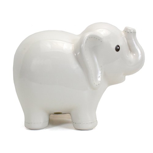 Child to Cherish Ceramic Stitched Elephant Piggy Bank, White