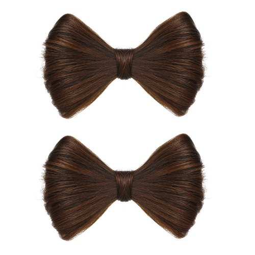 ccHuDE 2 Pcs Bowknot Wig Clips Fake Hair Buns Clip Hair Bow Hairpiece Barrettes Hair Extensions Clips Decorative Hair Styling Clip for Women Girls Light Brown