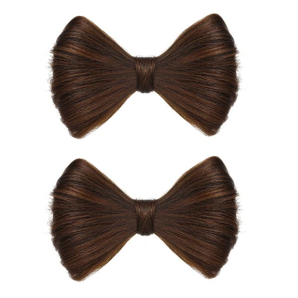 ccHuDE 2 Pcs Bowknot Wig Clips Fake Hair Buns Clip Hair Bow Hairpiece Barrettes Hair Extensions Clips Decorative Hair Styling Clip for Women Girls Light Brown
