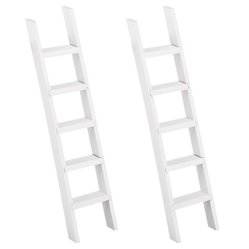 AHANDMAKER 2 pcs Mini Wood Doll House Ladder 5 x 1.2 Inch Miniature Ladder Dollhouse Decoration Accessories Mini Doll House Ladder for Landscape, Dollhouse Decor, White