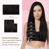 GOO GOO Sew in Hair Extensions Real Human Hair, Weft Hair Extensions Human Hair, 1B Natural black 20 Inch-105g, Weft Bundles Straight Silky Remy Hair