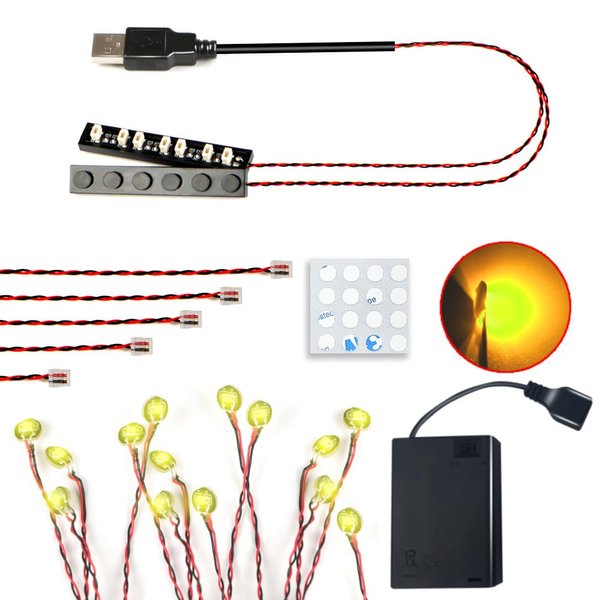 14 Pcs LED Light Bricks Compatible with Lego, Building Blocks Light for Night Light, Model Lighting, Decorative Lighting (Yellow)