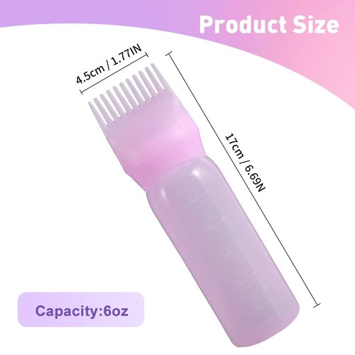 Abnaok Root Comb Applicator Bottle, 6 Ounce Applicator Bottle for Hair Dye Bottle Applicator Brush with Graduated Scale- 4 Pack