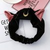 Moon Cat Ears Makeup Cosmetic Shower Elastic Hair Band Headband for Women Men Girls Head Wrap Accessories TS12 (Black)