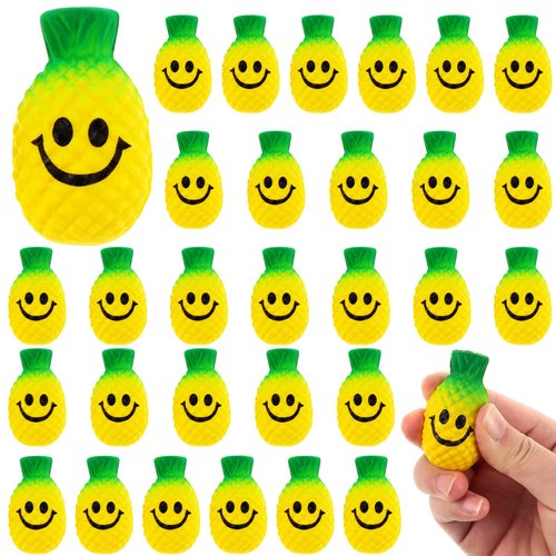 30 Pieces Pineapple Smile Stress Balls Smile Squeeze Balls Pineapple Stress Relieve Toys Soft Foa...