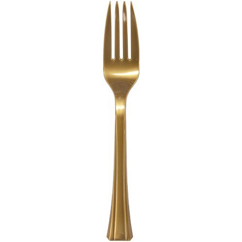Lillian 48-Pack Plastic Forks Cutlery Bag, Gold