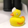 CaaOcho Pure Natural Rubber Bath Toy - Rubber Ducky Lily The Duck Baby Toy - Hole Free Bath Toys, BPA Free Bath Toys for Infants, Without Holes Sealed Natural Rubber Baby Toy