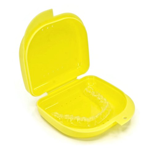 Genco Dental Retainer Case with Vent Holes - Orthodontic container for holding retainers, aligner, night-guard/mouth-guard. Small and Durable retainer case (Yellow)