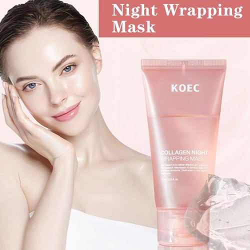 limiete Collagen Night Wrapping Face Mask, Peel Off Hydrolyzed Collagen Facial Mask for Elasticity & Hydration Care, Reduces Sagging & Dullness, 2.54 fl.oz