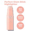 THESAEM Perfect Glam Stick Blusher with Blending Sponge WH01 Aurora Wave - Luxurious Soft Melting Balm Highlighter with Shea Butter and Ceramide NP, Natural Radiance Glow Makeup, 0.2oz.