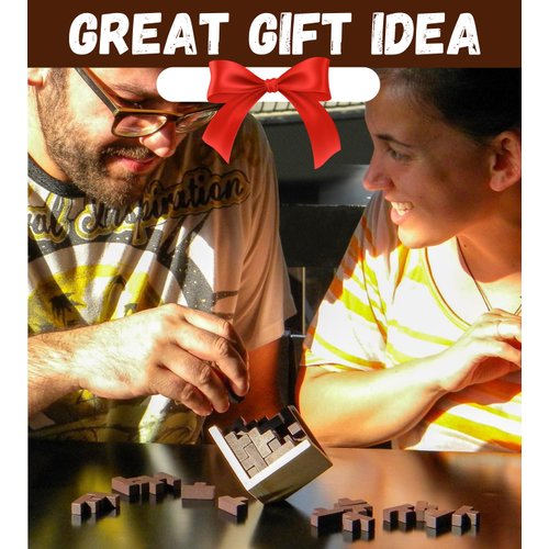 Original 3D Wooden Brain Teaser Puzzle: Engaging 3D Puzzle Box for Kids 8-12 & Adults, Desk Toys Delight, Challenging Games & Wooden Puzzles for Adult Brain Boost (Brown)