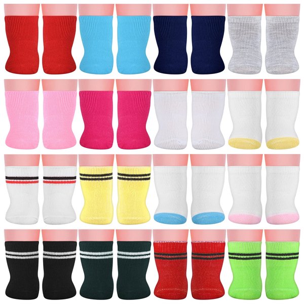 Honoson 16 Pairs Doll Socks for American 18 Inch Doll, Baby Doll Socks 18 Inch Doll Accessories Gifts for Christmas Birthday Holiday, Multicolor