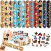48PCS Pirate Party Favors 24PCS Tattoos 24PCS Slap Bracelets Wristbands Themed Birthdays Party Supplies Decorations Decor Mermaid Treasure Pirate Ship Captain Pattern Girl Boy Gifts School Classroom